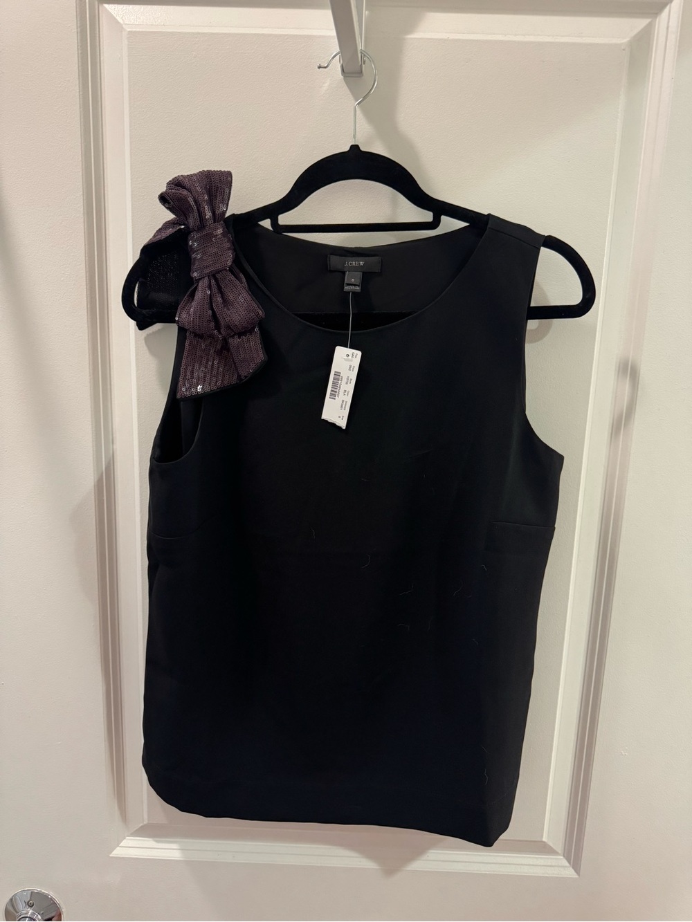 J. Crew Black Sleeveless Shell with Decorative Bow